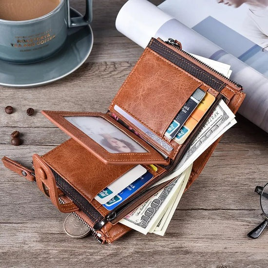 Porte-Monnaie En Cuir Original Géolocalisable et Personnalisable - Retrouvez votre porte-monnaie partout sur la planète