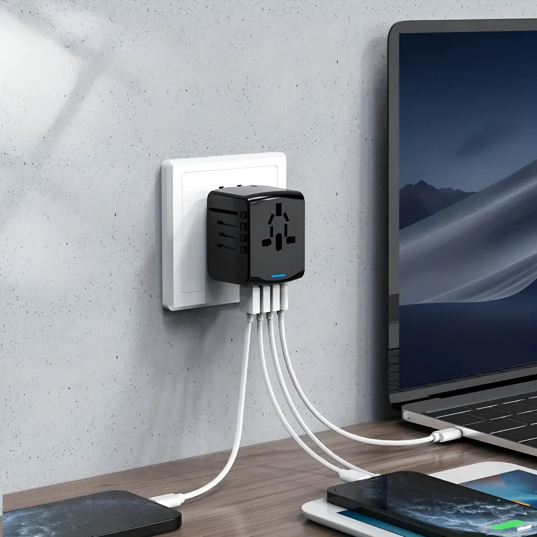 Adaptateur Universel Multi-Prises - Charge Rapide 5 Appareils Simultanément