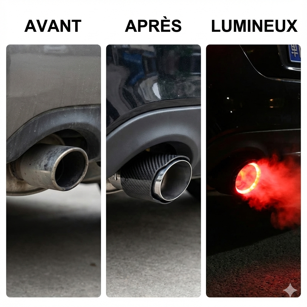 Embout d'Échappement LED à Effet Flamme