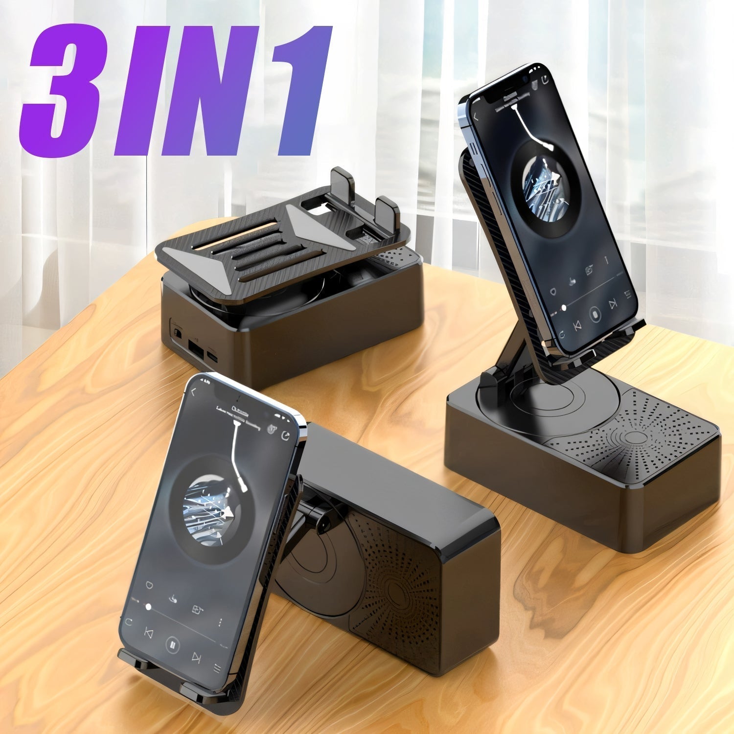 SonicDock 3-en-1 – Support, Enceinte Bluetooth & Chargeur Portable